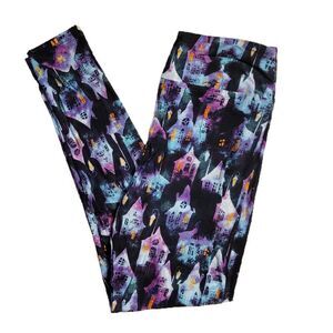 LuLaRoe Halloween Haunted House Tie Dye Leggings Multi Color OS TC2 Comfy